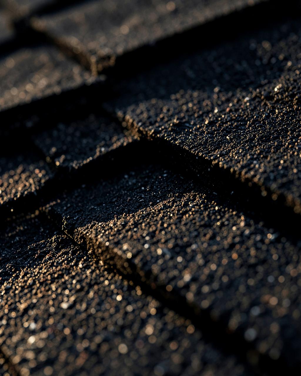 Close-up of charcoal architectural roof shingles